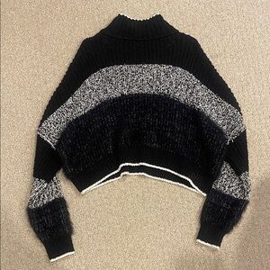 Free People Black and White Cowl Sweater